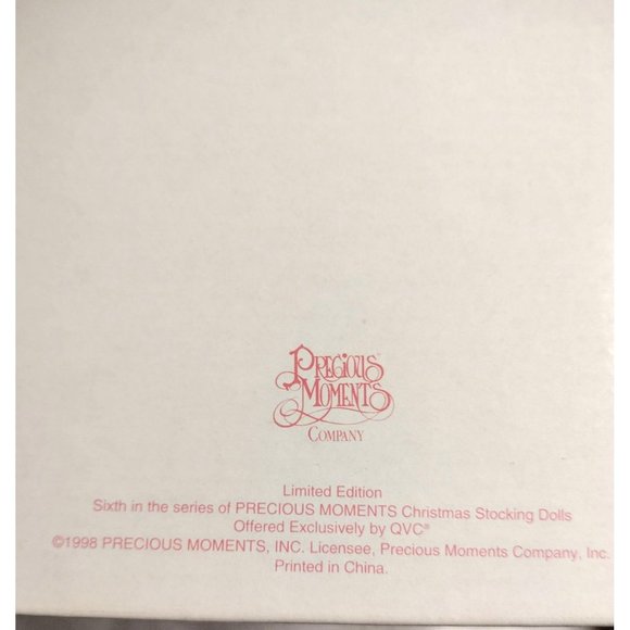 Vintage Precious Moments Christmas Eve 1998 Stocking Doll Box & Tags Hat Doll - Picture 9 of 10